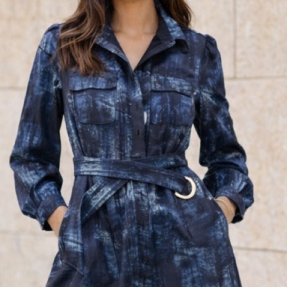 New Elie Tahari Navy and White Women's Dress size L - Picture 3 of 16
